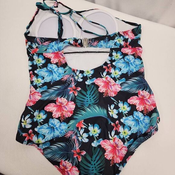 JASAMBAC Women's Size L One Shoulder One Piece Swimsuit Tummy Control Ruched NEW - Picture 5 of 8